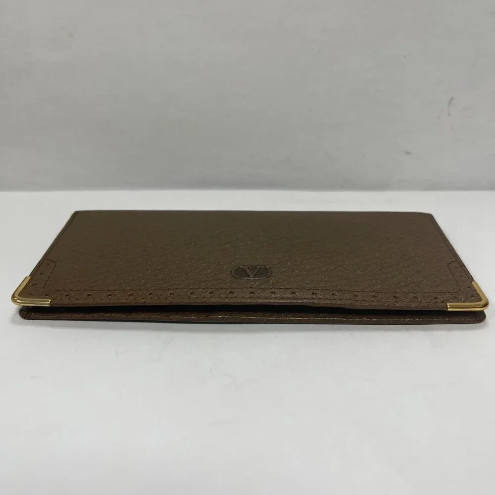 Valentino Garavani Brown Leather Slim Bifold Long Wallet - Preowned